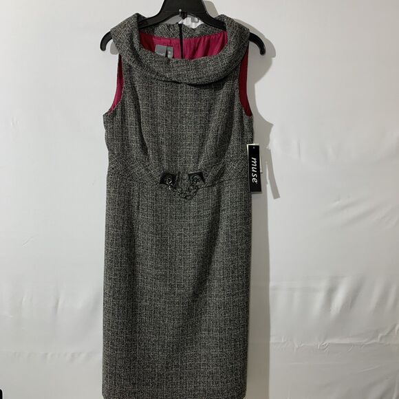 Muse Nwt Tweed Sleeveless Dress Womens 10 Knee Length - Picture 1 of 8